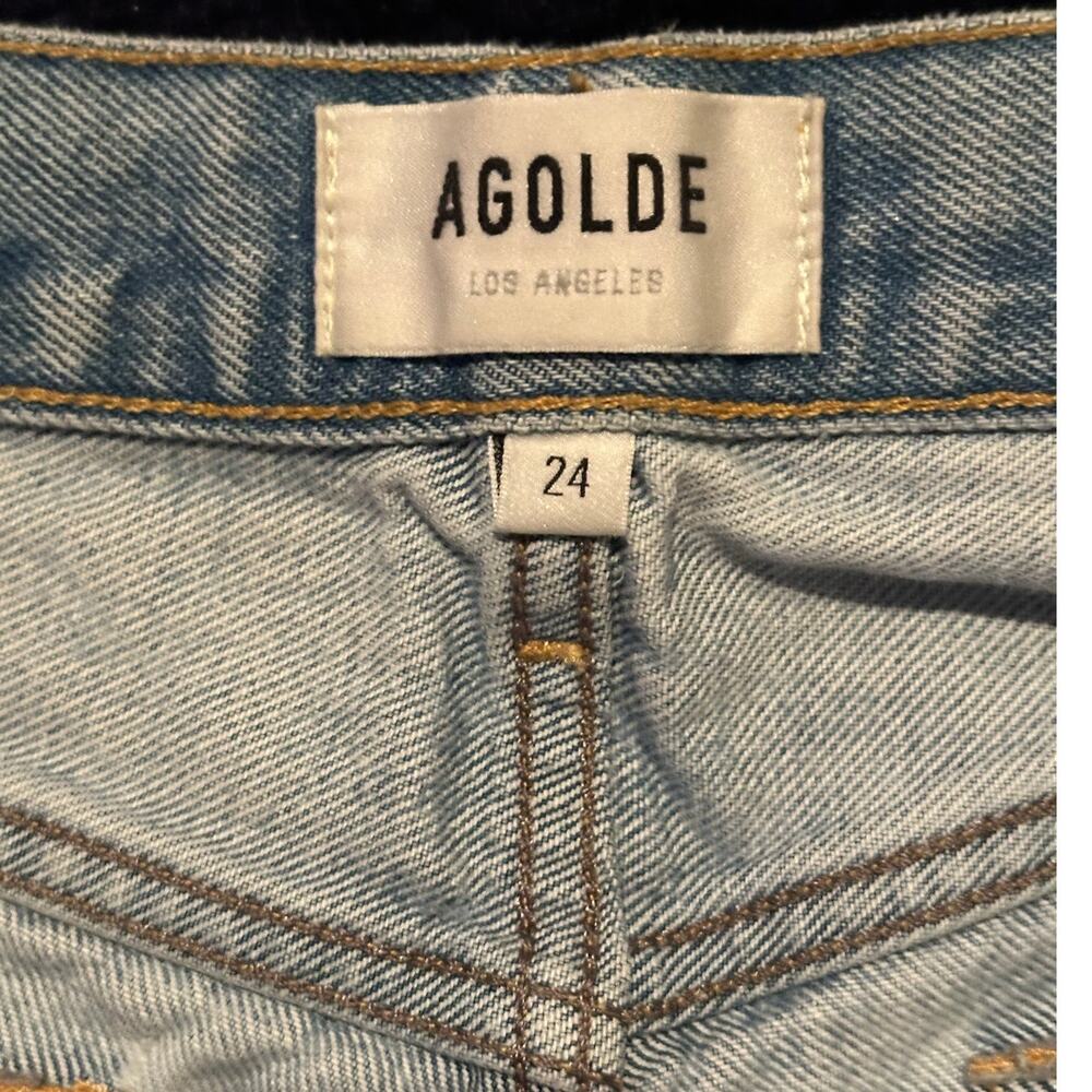 Agolde Parker Vintage Frayed-Hem button fly distressed Denim Shorts size 24 - Picture 8 of 11